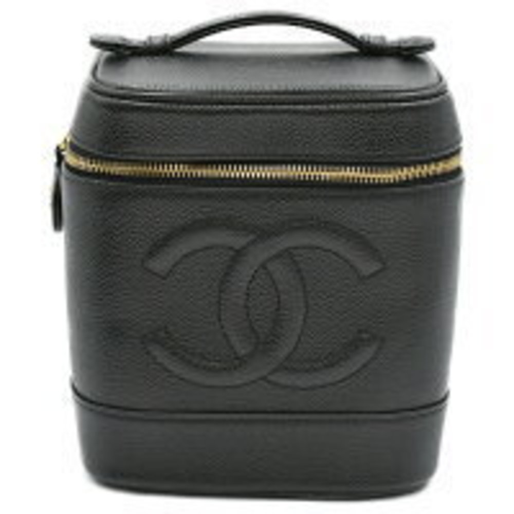 Chanel vanity black caviar skin GD seal handbag